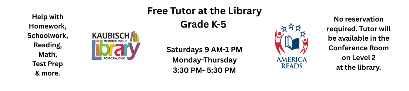 free k-5 tutor at the library