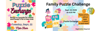 Puzzle Exchange 9/22, 9-6 plus Puzzle Challenge 4:30PM