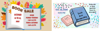 Book Sale 10/16 to 10/24 & Teen Book Bedazzling 10/15 at 4 pm